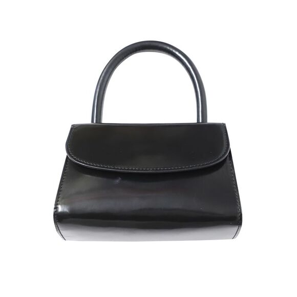 By Far Handbags - BY FAR Black Gloss Patent Mini Top-Handle Bag
